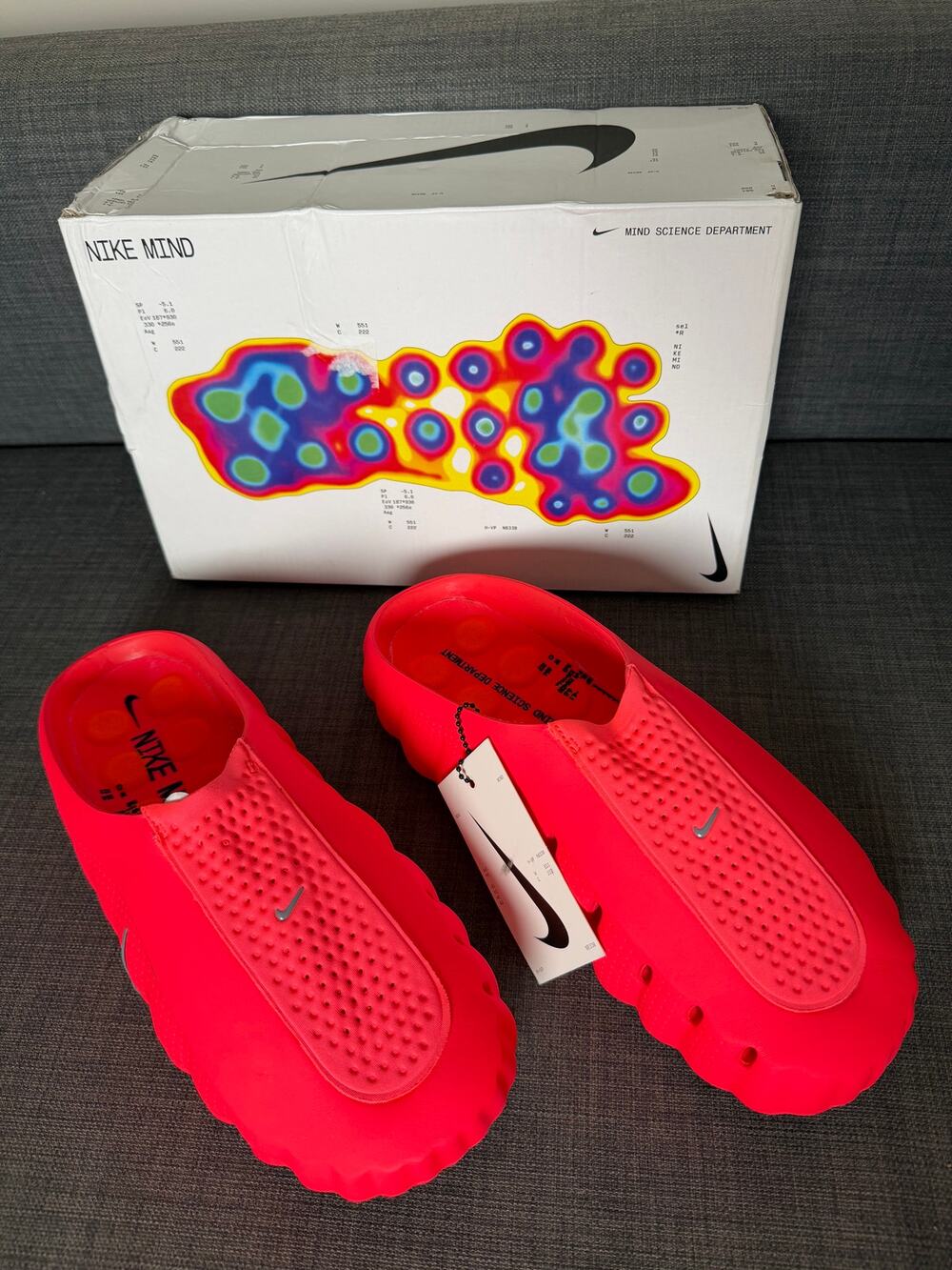 New Nike Mind 001 Solar Red Hyper Crimson Slides HQ4307-600 Men Size 10.5 in Box